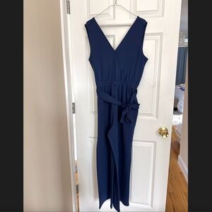 The Drop Women's @caralynmirand Sleeveless Wrap Jumpsuit Navy Blue